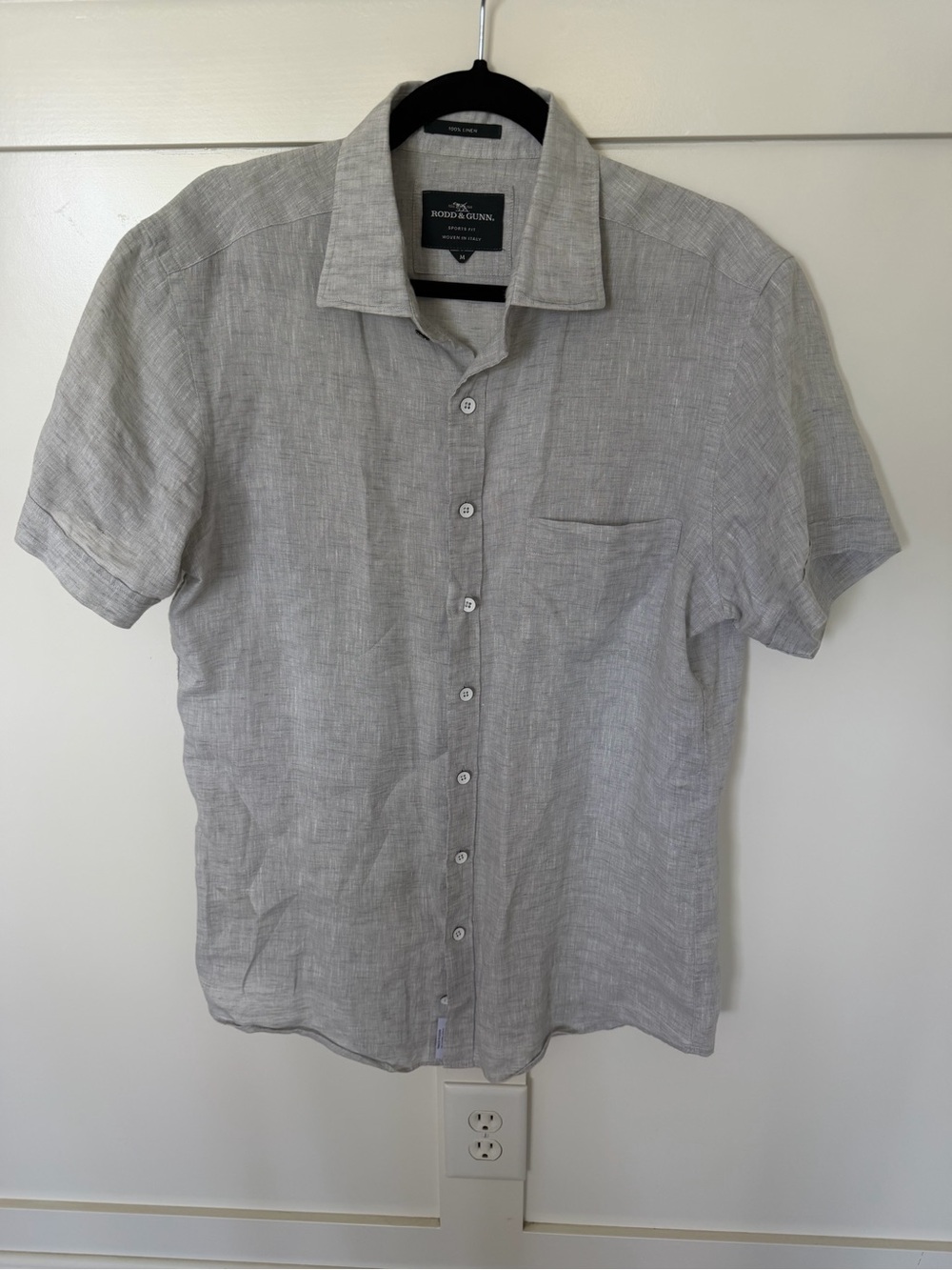 Rodd & Gunn Short Sleeve Button-Down Linen Shirt in Light Gray